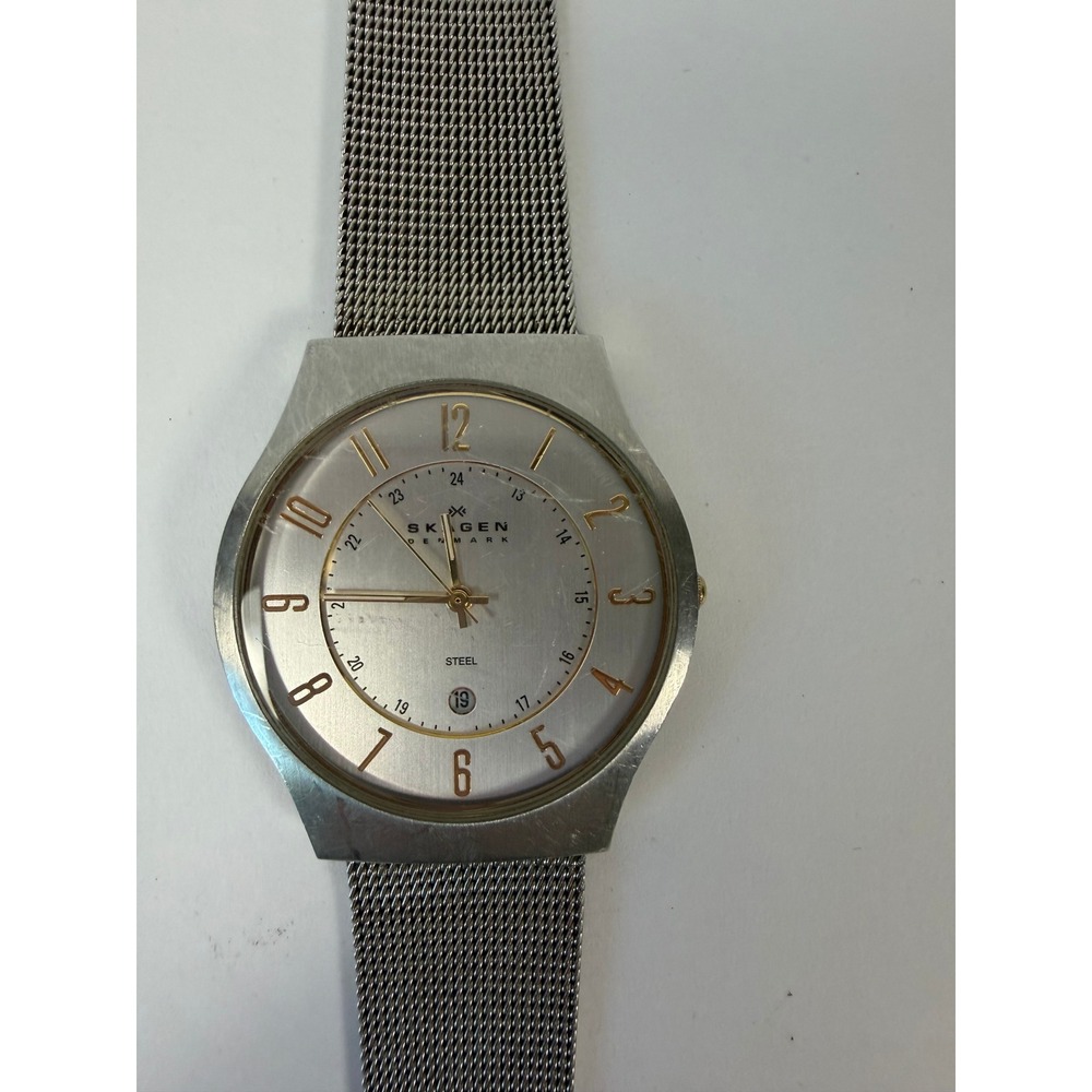 Skagen Denmark Slim Mesh Stainless Steel Watch – Silver Dial – 37mm Quartz